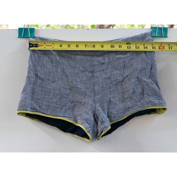 Club Monaco Shorts Women's Size 4 Gray‎ Blue Green Hem Woven Side Zippers - Picture 2 of 5